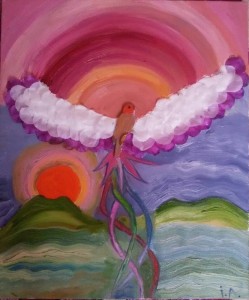 pasarea paradisului - ulei pe pamza 50x70